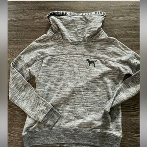 PINK Victoria's Secret Gray Cowl Neck Pullover Sweatshirt with Dog Logo